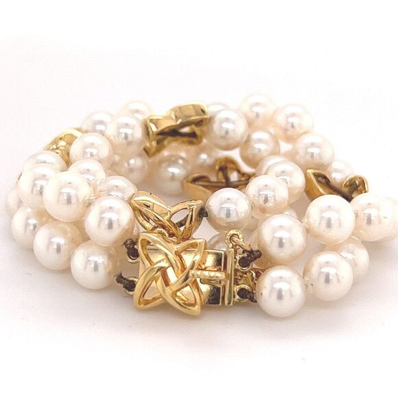 Mikimoto Estate Akoya Pearl Bracelet 18k Gold 5.1 mm Certified $4,950 210634 - Picture 3 of 9